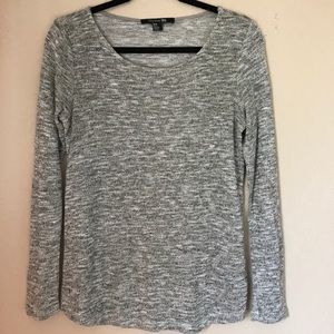 Gray Metallic Knit Long-Sleeve Top